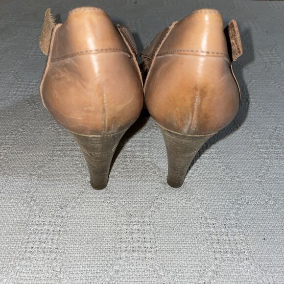 J. Crew Italy Women’s Weave Toe Heels Size 9 M Beige Leather Going Out Party - Picture 10 of 12